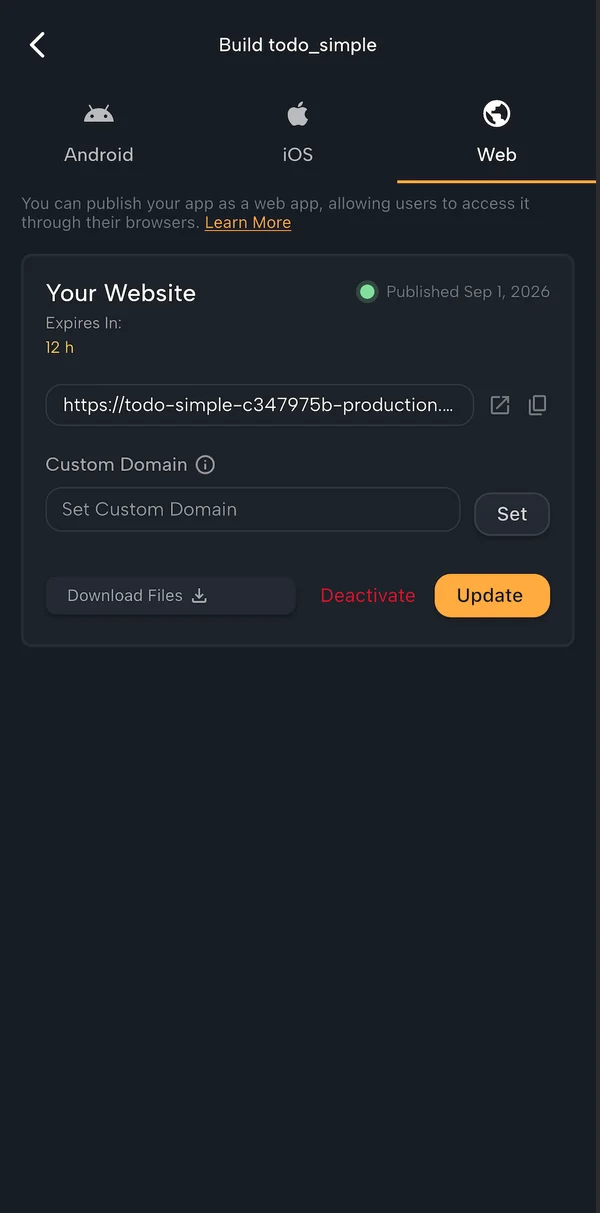 Nowa Go publishing an app to the web