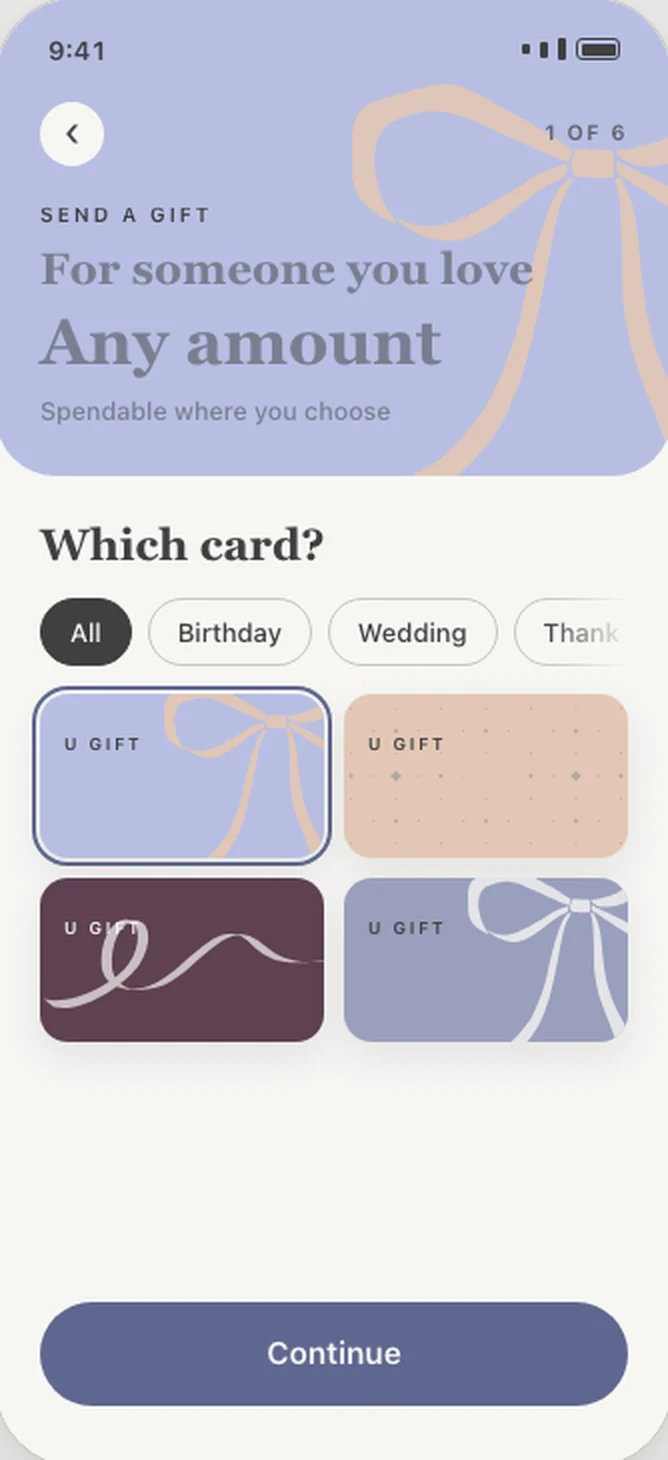 Ugift choosing a card design